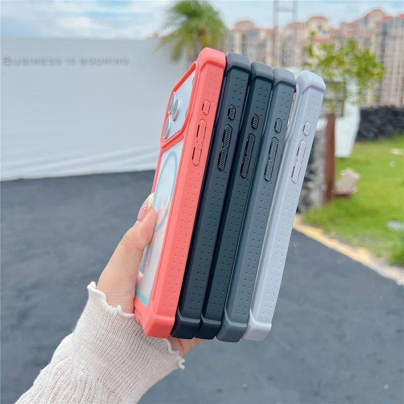 Coque pour iPhone 17 Pro Max compatible MagSafe, design bicolore, housse anti-choc avec film en verre trempé - Orange / Bleu