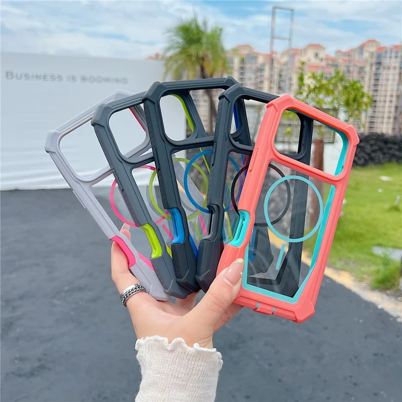 Custodia per iPhone 17 Pro Compatibile con MagSafe Design Bicolore Custodia Anticaduta con Pellicola in Vetro Temperato - Arancione / Blu