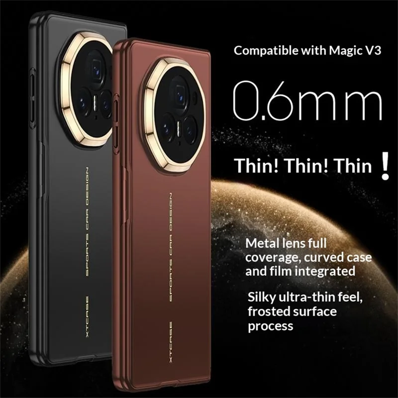 GKK For Honor Magic V3 5G Case Hard PC Ultra Slim Phone Cover with Front Tempered Glass Film - Black