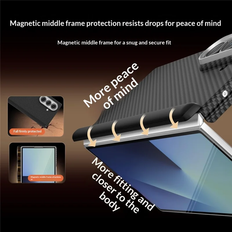 GKK Etui na Samsung Galaxy Z Fold7 5G, pokrycie z fakturą Kevlar, dwuosiowe, PC, cienkie, z magnetycznym zawiasem, ochrona