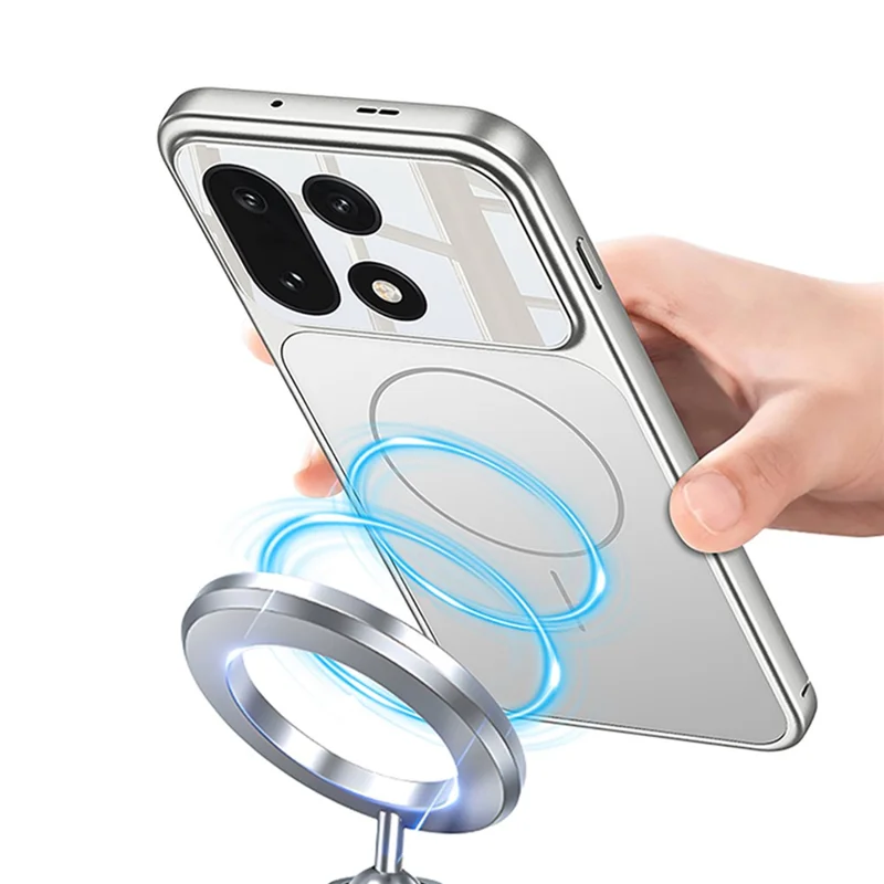 GKK pour OnePlus 15 5G Étui magnétique Transforme en pour iPhone 17 Pro Étui de téléphone mat en PC - Argent