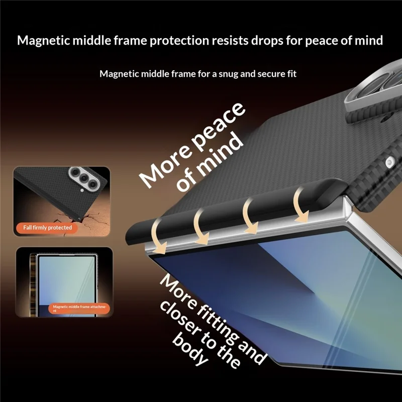 غطاء GKK لهاتف سامسونج جالكسي Z Fold7 5G، غطاء رفيع من مادة البولي كربونات بنمط مزدوج المحور مع مفصل مغناطيسي وحماية جانبية - أسود