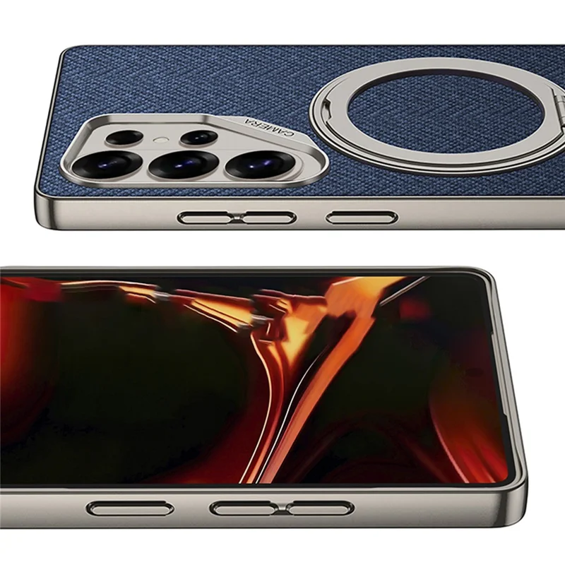 GKK For Samsung Galaxy S26 Ultra Magnetic Case with Kickstand PC + TPU + Cloth Phone Back Cover - Black