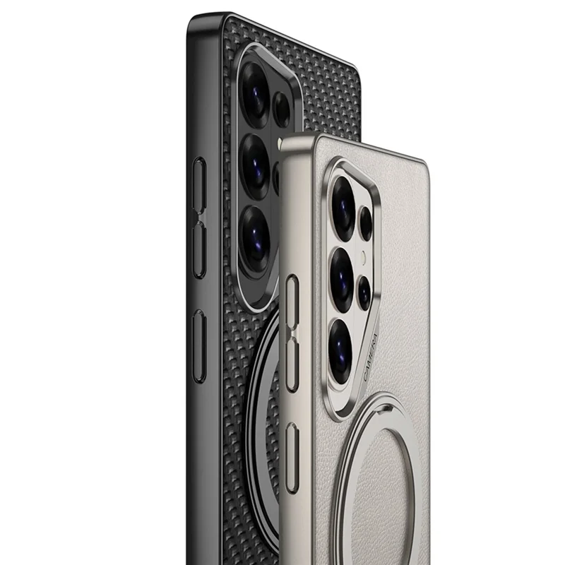 GKK For Samsung Galaxy S26 Ultra Magnetic Case Large Lens Cutout PU + TPU + PC Kickstand Phone Cover - Black