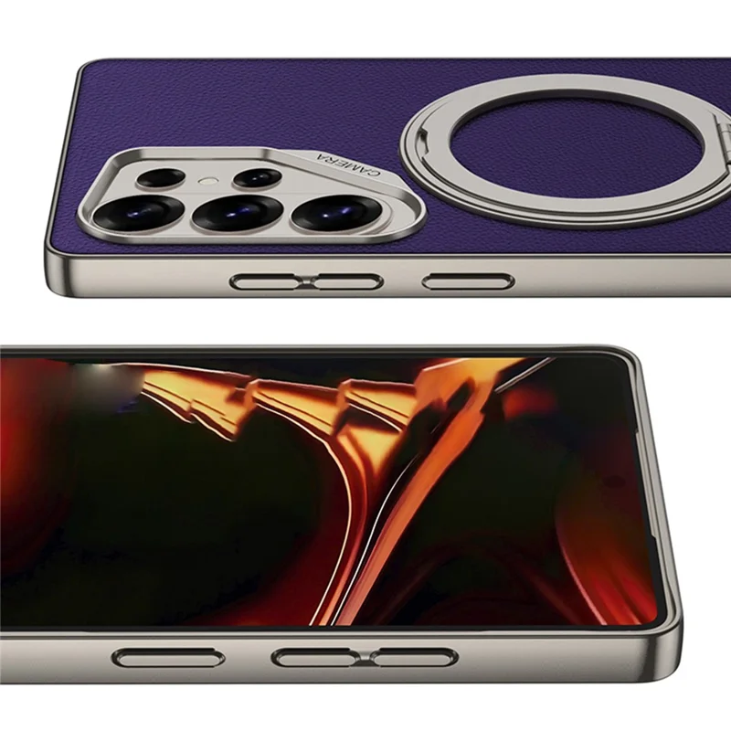 GKK For Samsung Galaxy S26 Ultra Magnetic Case Large Lens Cutout PU + TPU + PC Kickstand Phone Cover - Black