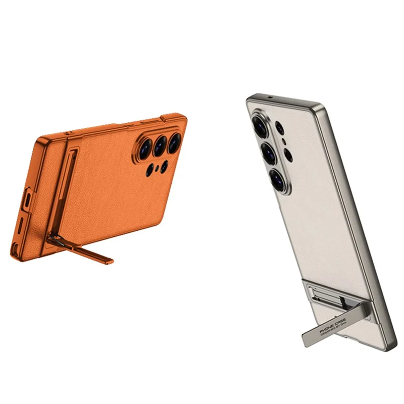 GKK For Samsung Galaxy S26 Ultra Case Slim Kickstand PC + PU Phone Back Cover - Carbon Fiber Texture