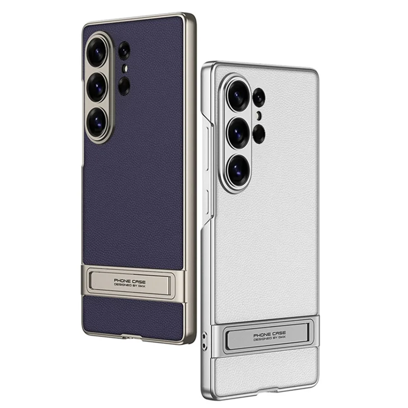 GKK For Samsung Galaxy S26 Ultra Case Slim Kickstand PC + PU Phone Back Cover - Carbon Fiber Texture