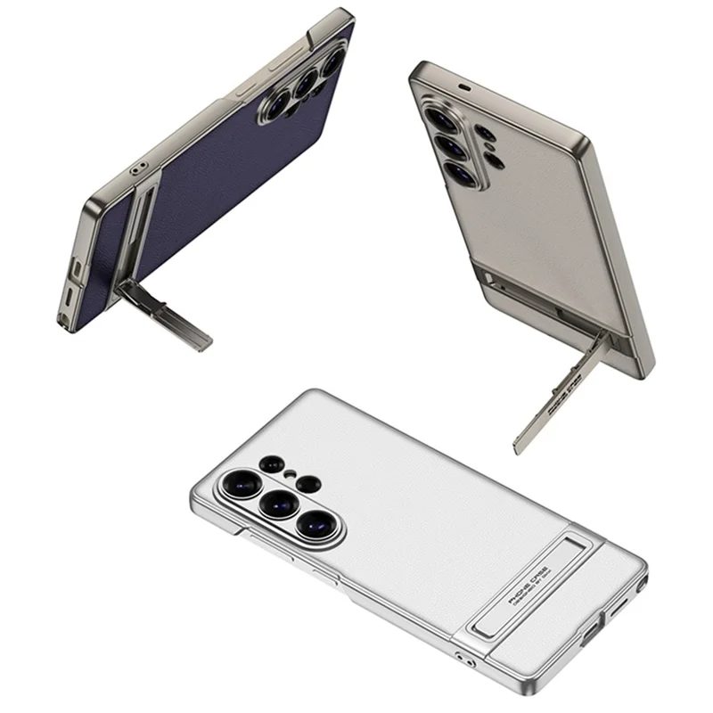 GKK For Samsung Galaxy S26 Ultra Case Slim Kickstand PC + PU Phone Back Cover - Carbon Fiber Texture