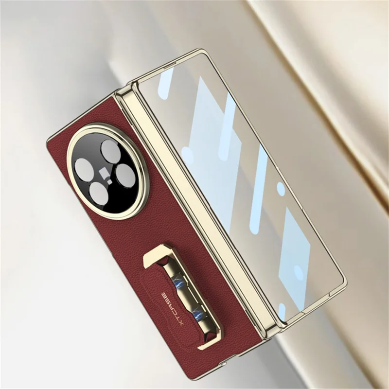 GKK For vivo X Fold5 5G Case with Kickstand / Wrist Strap / Screen Film PU + PC Phone Cover - Black