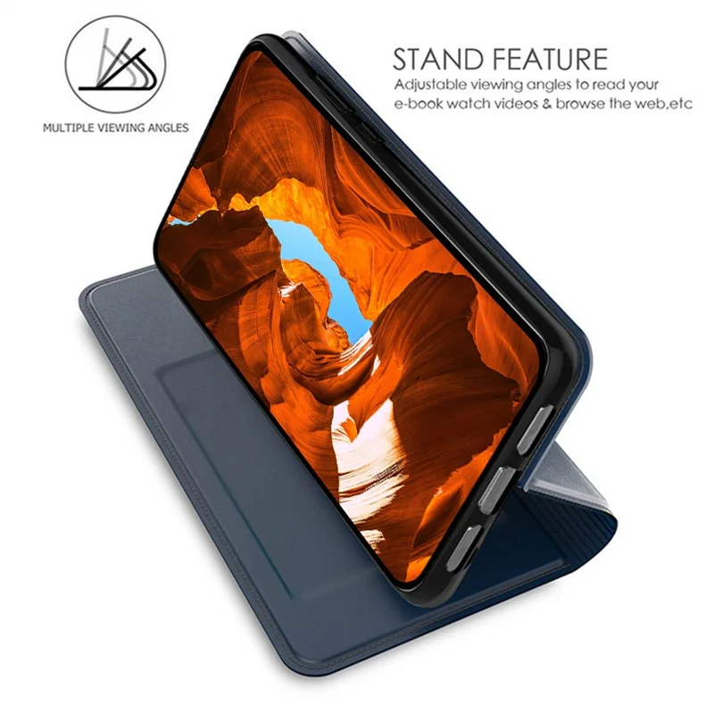 For vivo Y500 Pro 5G Case PU Leather Phone Cover with Card Holder Stand - Blå