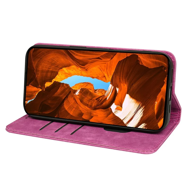 Motorola Edge 70 5G hoesje met sterke magnetische sluiting van lederen portemonnee met gestreepte textuur - Roze