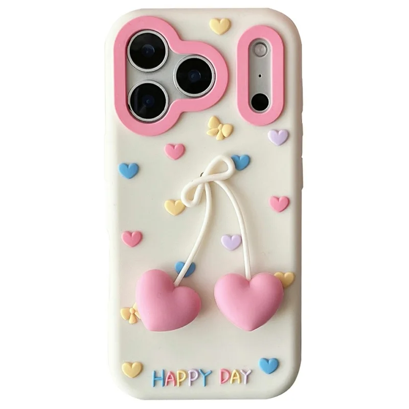 Coque en silicone pour iPhone 17 Pro, mignonne avec pendentif en forme de cœur, housse arrière antidéflagrante