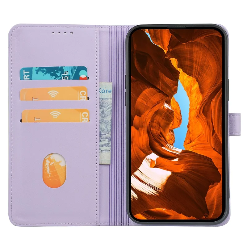 Voor Motorola Edge 70 5G Hoesje met Magnetische Sluiting Vierbladige Klover Leren Telefoonhoes - Lichtpaars