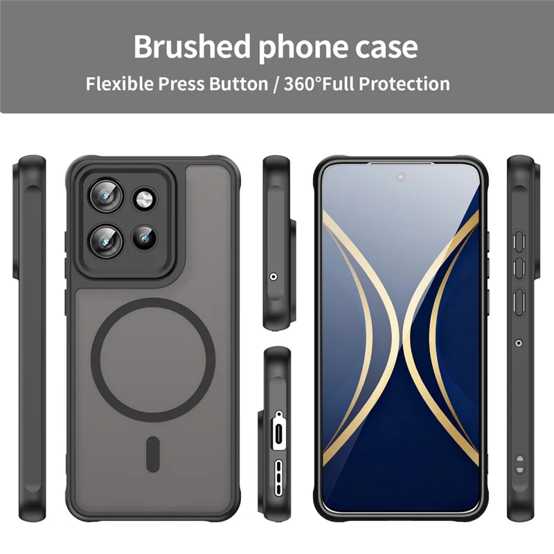 For Motorola Edge 60 Neo 5G Magnetic Case Anti Drop PC + TPU Phone Cover - Black