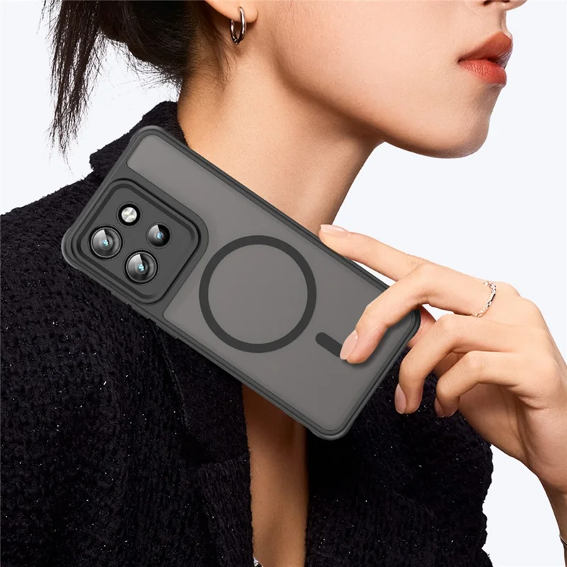 For Motorola Edge 60 Neo 5G Magnetic Case Anti Drop PC + TPU Phone Cover - Black