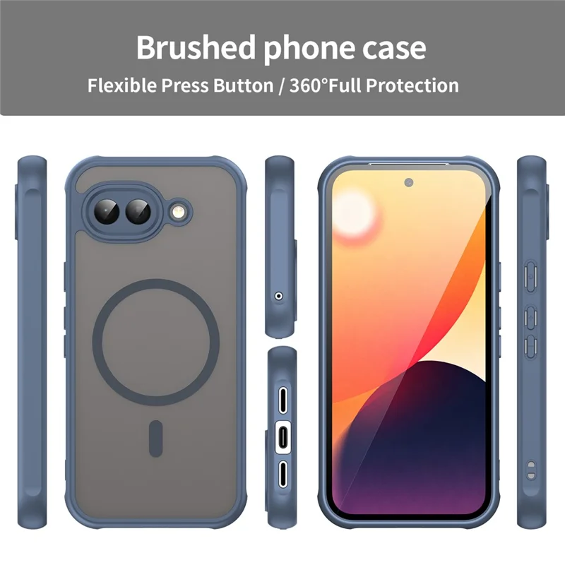 Cover magnetico per Google Pixel 10a, custodia antiurto in PC + TPU - Blu