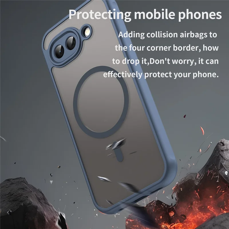 Cover magnetico per Google Pixel 10a, custodia antiurto in PC + TPU - Blu