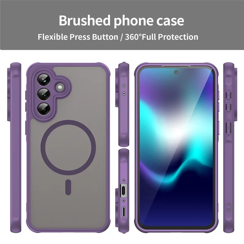 Für Samsung Galaxy A37 Magnetische Hülle, Anti-Drop-PC + TPU-Handyhülle - Lila