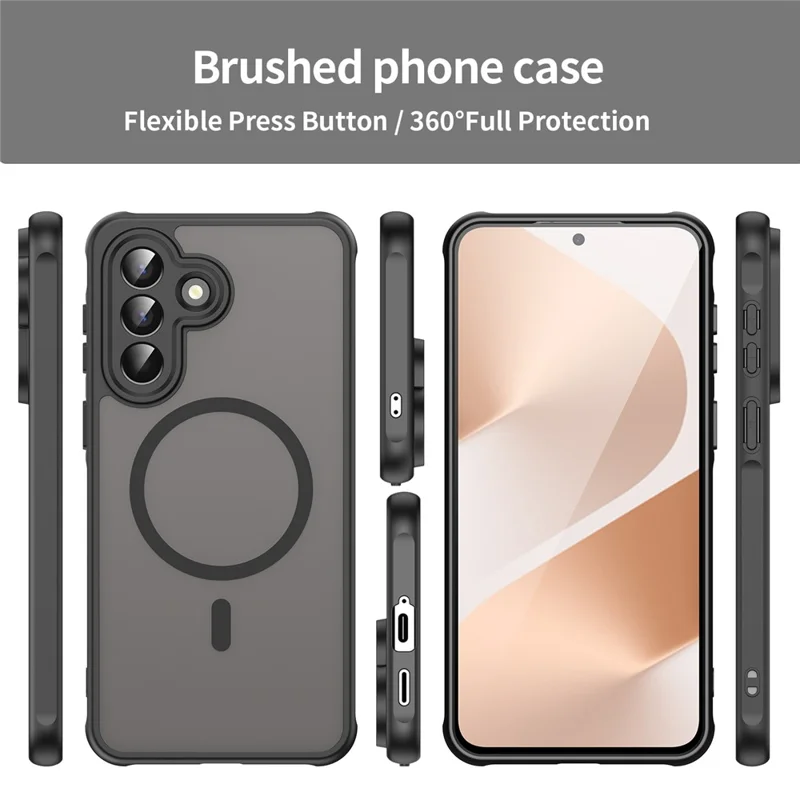 Étui magnétique pour Samsung Galaxy A57, housse anti-chute en PC + TPU - Noir