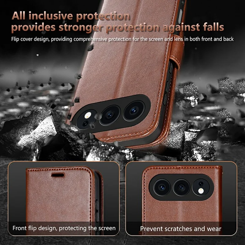 AZNS Per Honor 500 5G Custodia Anti-Graffio Supporto in Pelle PU Portafoglio Cover per Telefono - Marrone
