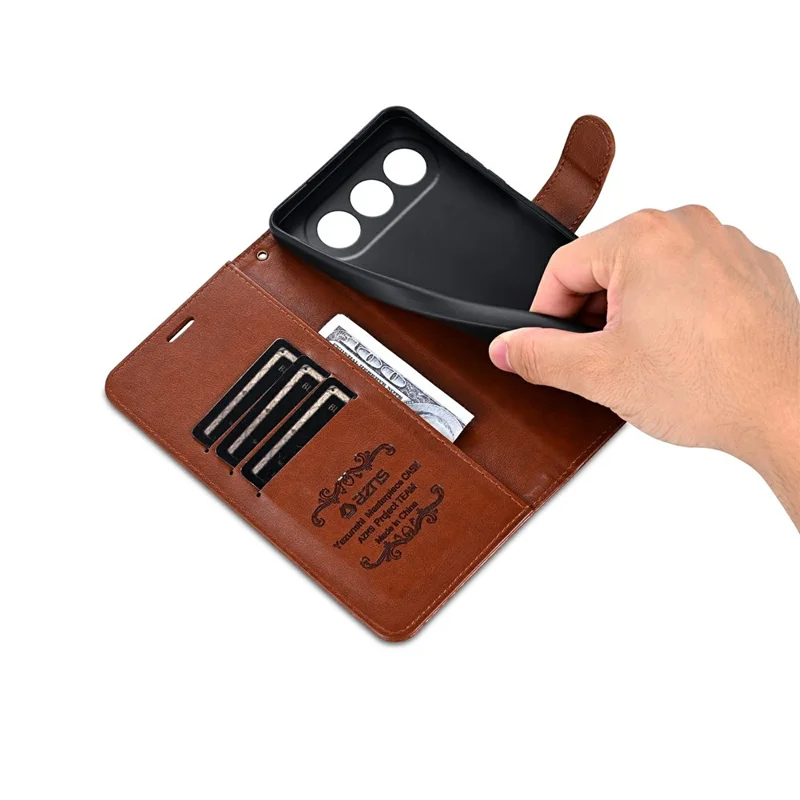 AZNS Per Honor 500 5G Custodia Anti-Graffio Supporto in Pelle PU Portafoglio Cover per Telefono - Marrone