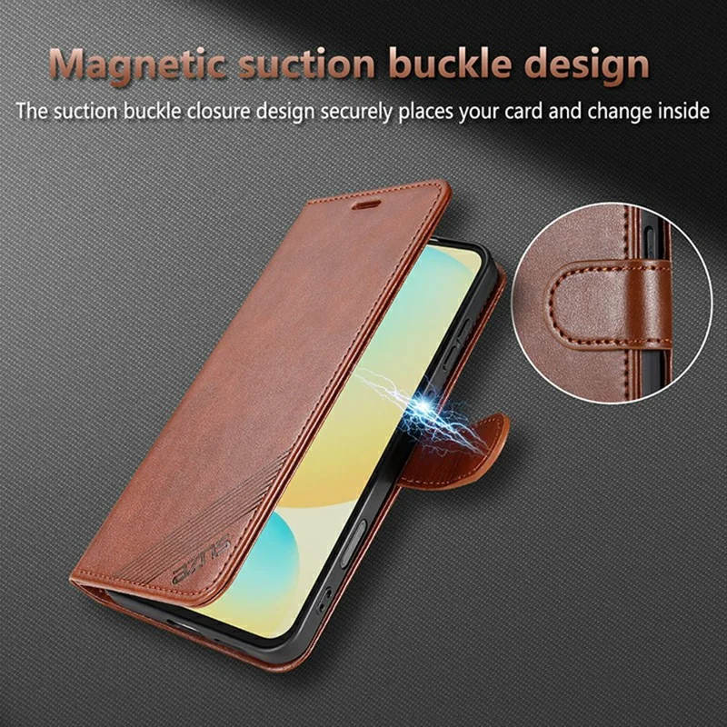 AZNS Per Honor 500 5G Custodia Anti-Graffio Supporto in Pelle PU Portafoglio Cover per Telefono - Marrone