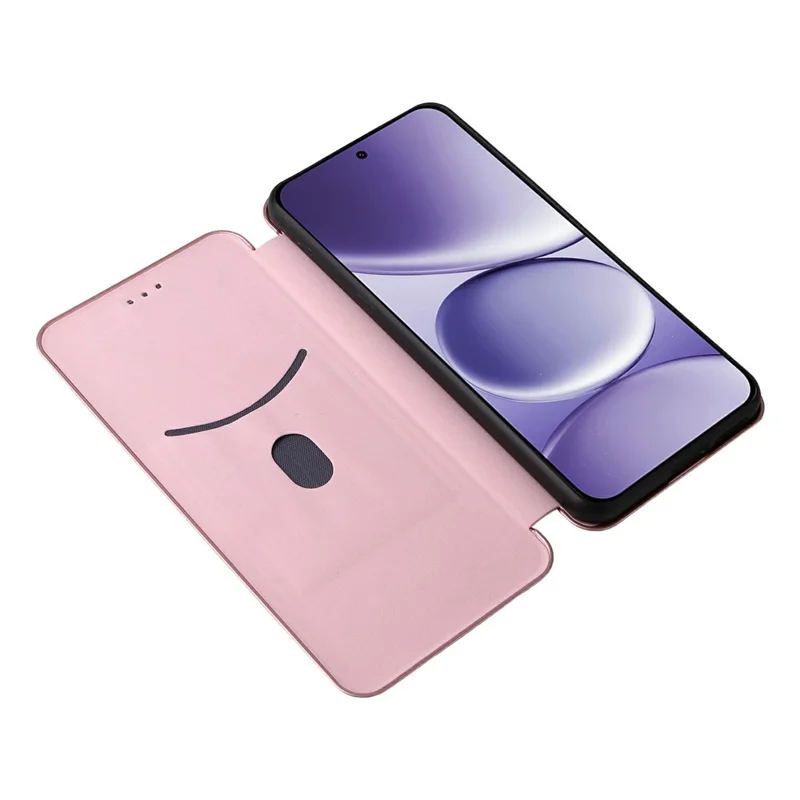 Capa para Xiaomi Redmi Note 15 Pro 4G com Textura em Fibra de Carbono, Capa Protetora em Pele PU à Prova de Quedas - Dourado Rosa