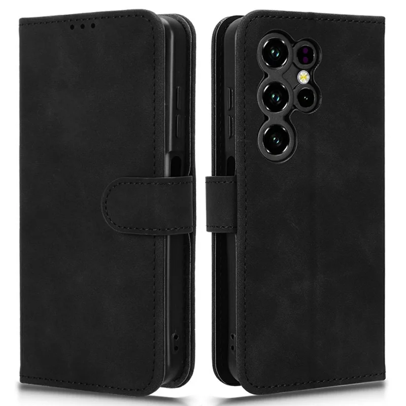 För Oukitel C2 läderfodral Hudkänsla Anti-fall Plånbok Ställbar Vikbar Telefonfodral - Svart