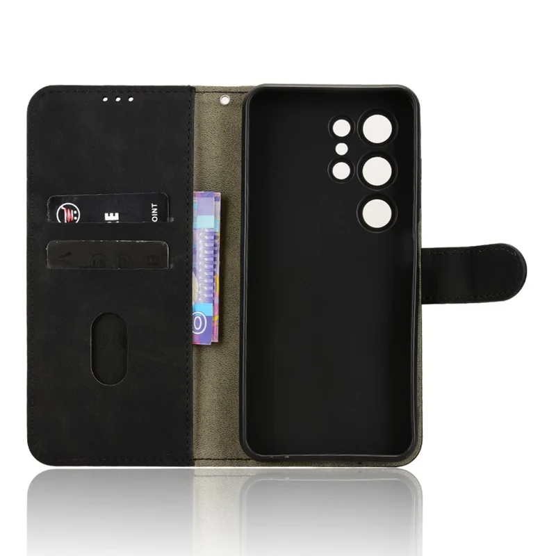 För Oukitel C2 läderfodral Hudkänsla Anti-fall Plånbok Ställbar Vikbar Telefonfodral - Svart