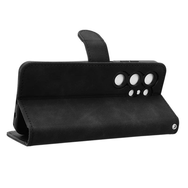 För Oukitel C2 läderfodral Hudkänsla Anti-fall Plånbok Ställbar Vikbar Telefonfodral - Svart