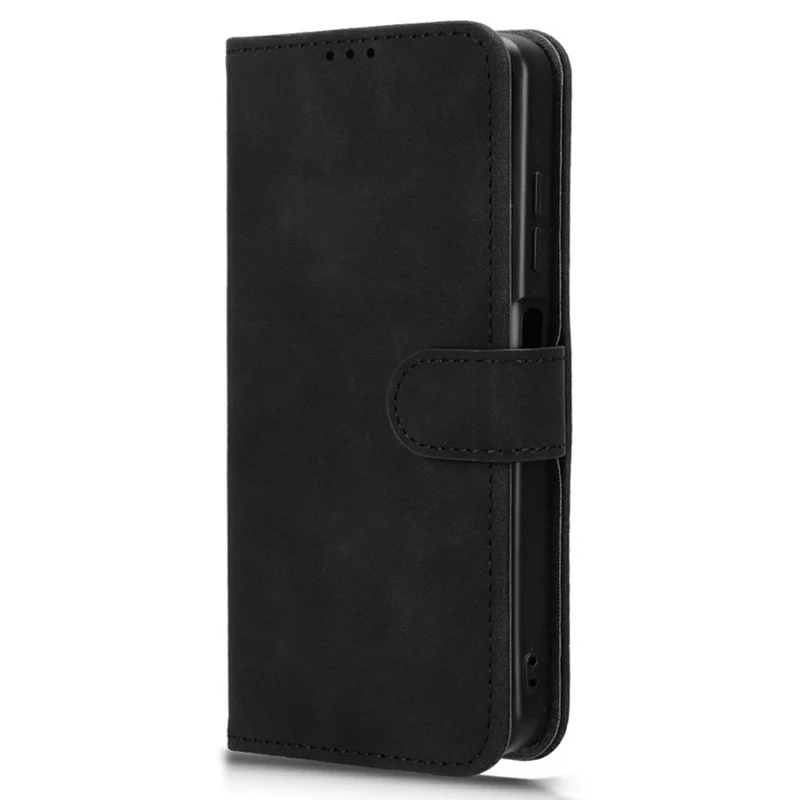 För Oukitel C2 läderfodral Hudkänsla Anti-fall Plånbok Ställbar Vikbar Telefonfodral - Svart