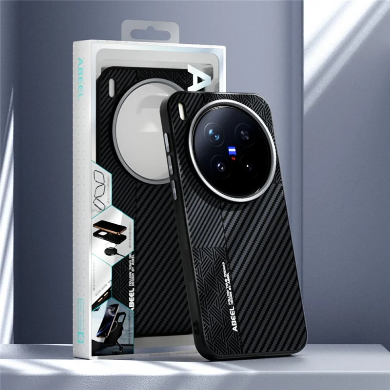 ABEEL For Honor Magic8 Pro 5G Magnetic Case PC + TPU + Aluminum Alloy + PU Leather Slim Phone Back Cover - Texture 3