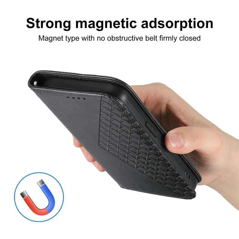 Til Samsung Galaxy S26 Edge Case Kalvlæderstruktur PU-læder Wallet telefonbeskytning med håndledsrem - Sort