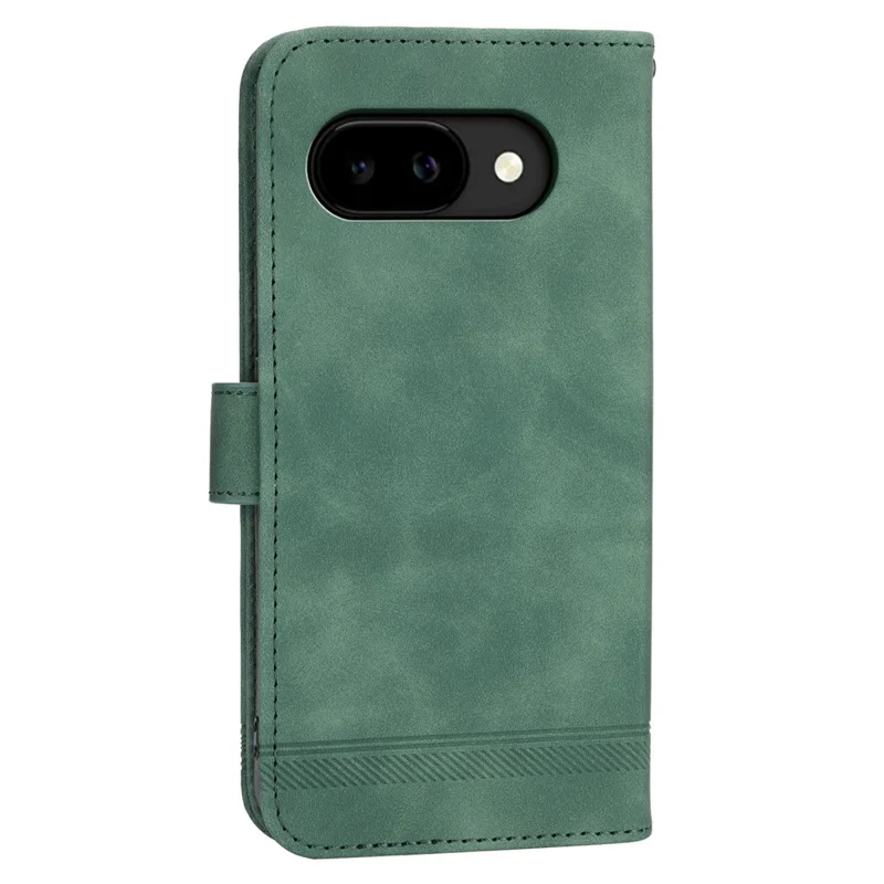 DIERFENG DF-03 For Google Pixel 10a Case Lines Imprint Wallet Leather Phone Cover with Wrist Strap - Green
