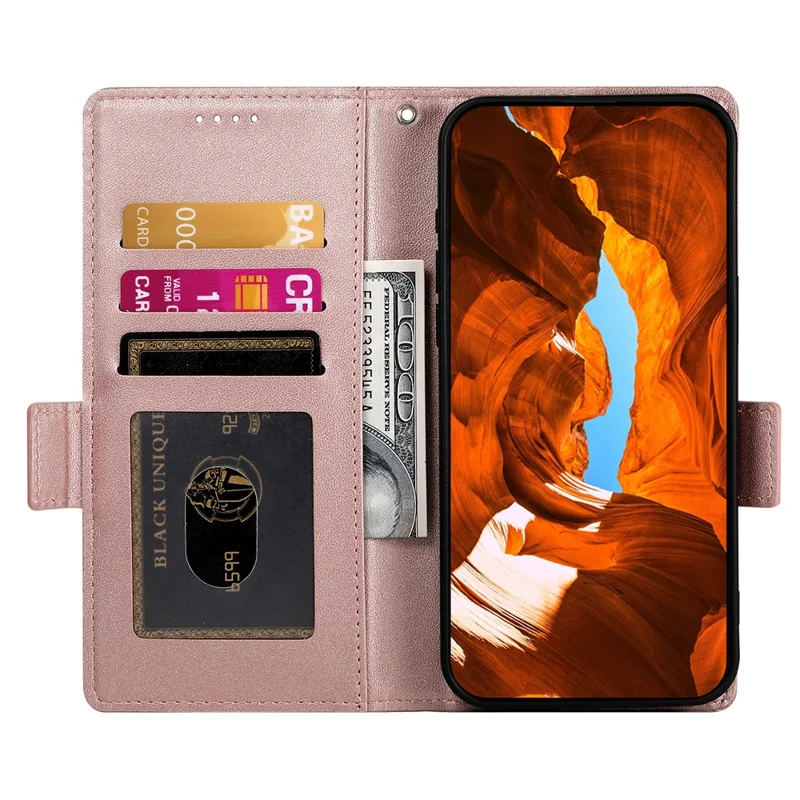 For Google Pixel 10a Stand Case PU Leather Wallet Phone Cover - Rose Gold