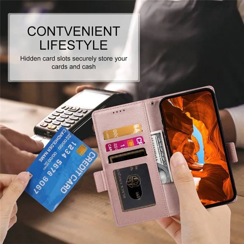 For Google Pixel 10a Stand Case PU Leather Wallet Phone Cover - Rose Gold