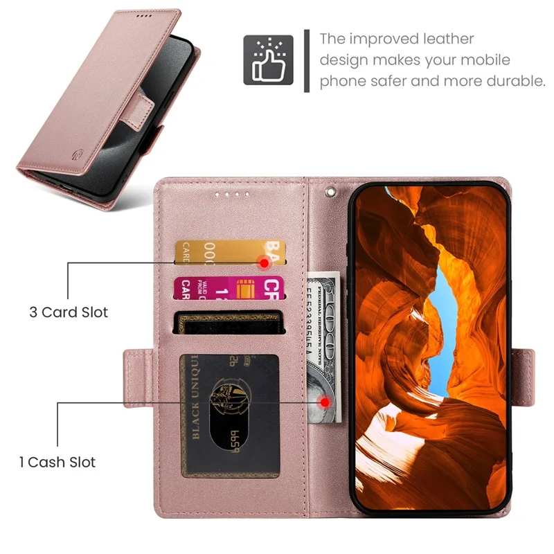 Für Samsung Galaxy S26 Edge Stand Case PU-Leder-Mappen-Handyhülle - Roségold
