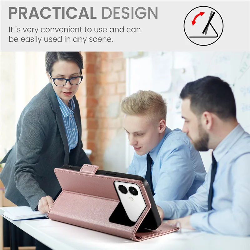 Für Samsung Galaxy S26 Edge Stand Case PU-Leder-Mappen-Handyhülle - Roségold