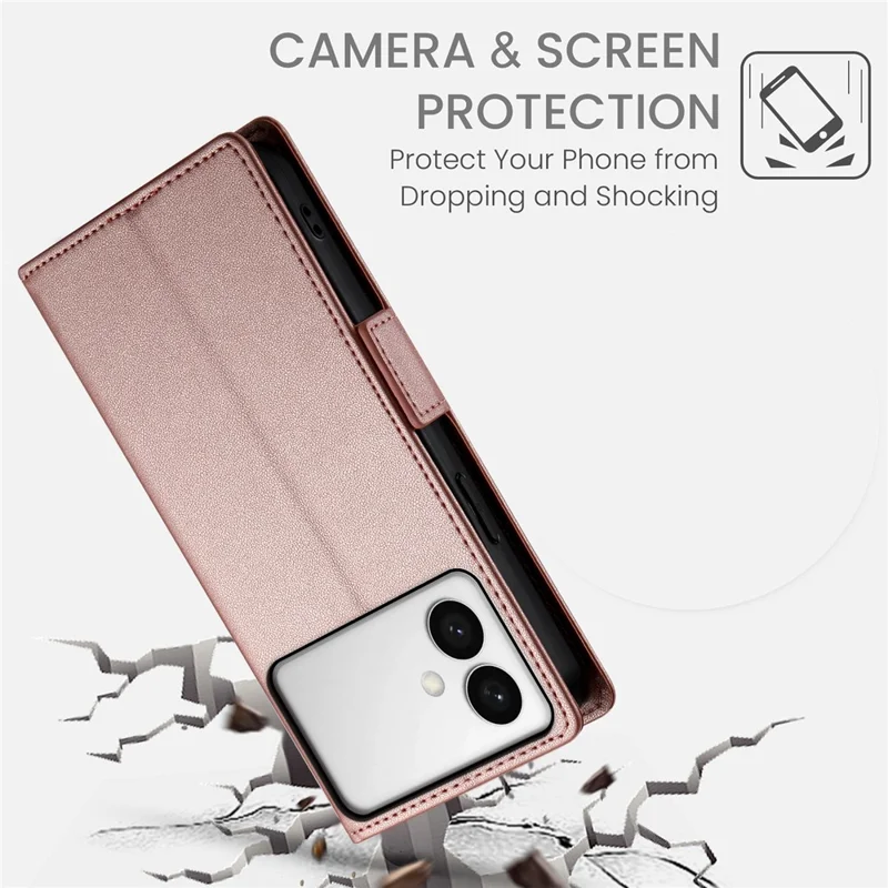 Für Samsung Galaxy S26 Edge Stand Case PU-Leder-Mappen-Handyhülle - Roségold