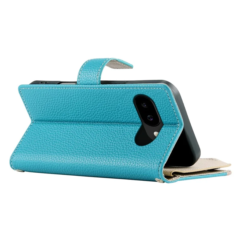 For Google Pixel 10a Case Zipper Wallet Color Splicing Leather Flip Phone Cover with Straps - Lake Blue