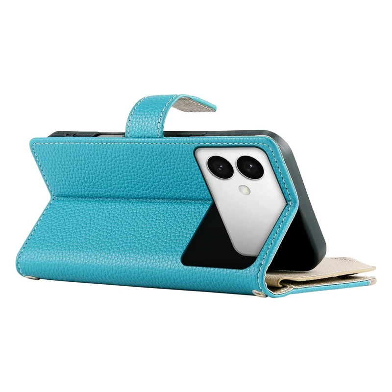 For Samsung Galaxy S26 Edge Case Zipper Wallet Color Splicing Leather Flip Phone Cover with Straps - Lake Blue