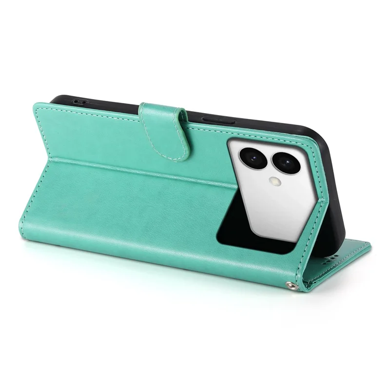 For Samsung Galaxy S26 Edge Wallet Case Butterfly Floral Imprint PU Leather Phone Cover with Wrist Strap - Green