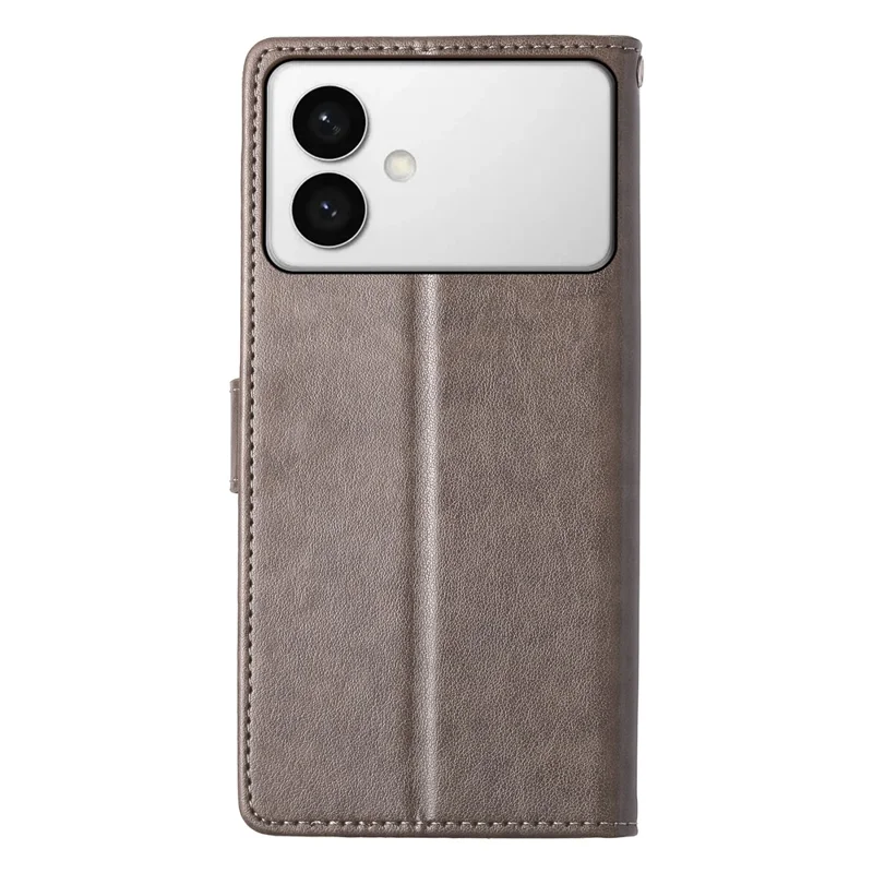 For Samsung Galaxy S26 Edge Wallet Case Butterfly Floral Imprint PU Leather Phone Cover with Wrist Strap - Grey