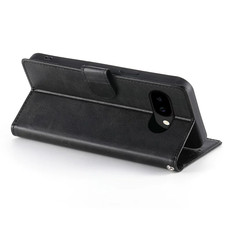 For Google Pixel 10a Case Stand Wallet Calf Texture PU Leather Flip Phone Cover with Wrist Strap - Black