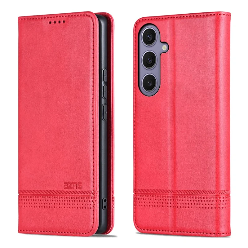 AZNS For Samsung Galaxy A37 5G Case Cowhide Texture PU Leather Wallet Phone Cover - Red
