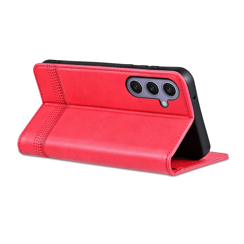 AZNS For Samsung Galaxy A37 5G Case Cowhide Texture PU Leather Wallet Phone Cover - Red