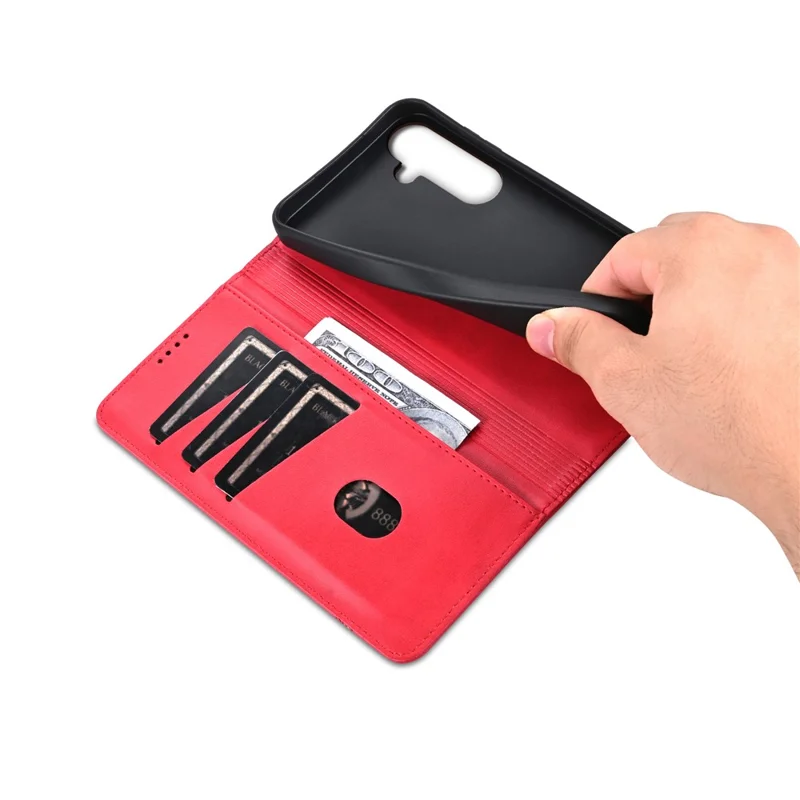 AZNS For Samsung Galaxy A37 5G Case Cowhide Texture PU Leather Wallet Phone Cover - Red