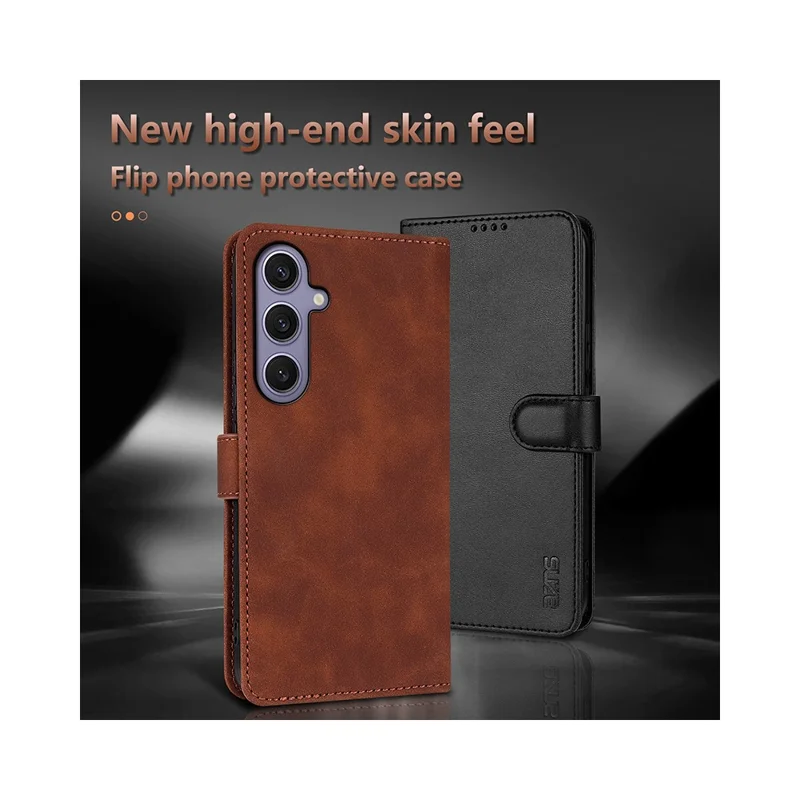 AZNS Чехол для Samsung Galaxy A57 из искусственной кожи с отделением для карт - Коричневый