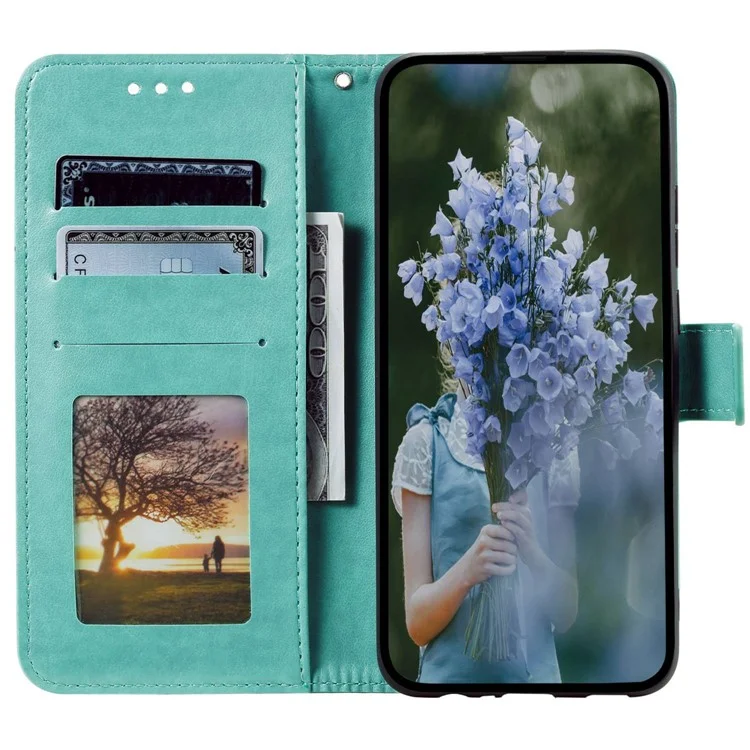 Pour Samsung Galaxy S23+ Mandala Flower Imprinted PU Leather Flip Stand Wallet Case Magnetic Clasp Full Protection Cover - Vert