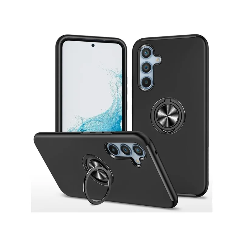 Cover per Samsung Galaxy S26+ in PC + TPU con Supporto ad Anello Girevole - Nero